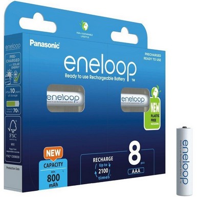 Акумулятор Panasonic AAA 800mAh NiMH 8шт Eneloop plastic free pack (BK-4MCDE/8BE)