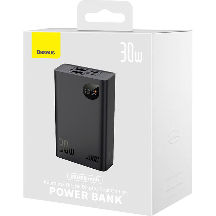 Повербанк BASEUS Adaman2 Digital Display Fast Charge Power Bank 30W 20000mAh Black (PPAD050001)