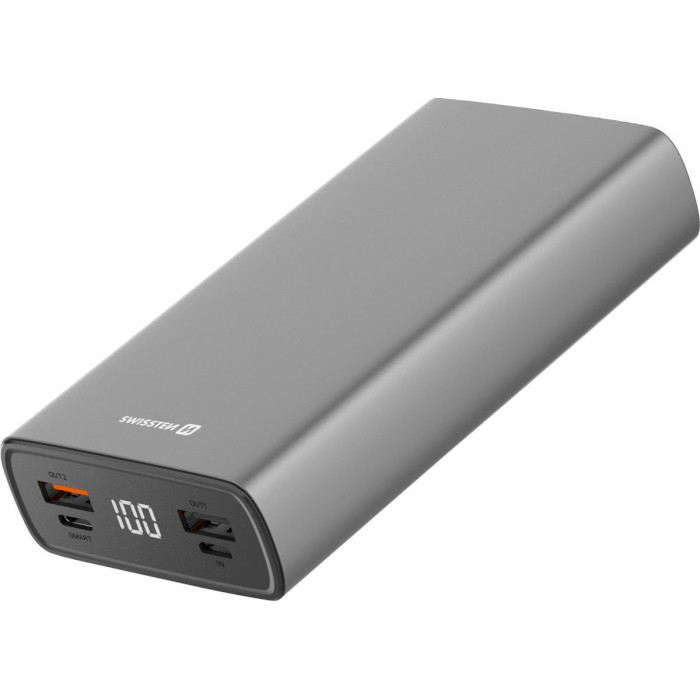 Зовнішній акумулятор (Power Bank) Swissten Aluminium 1xUSB-C, 2xUSB-A, PD3.0, QC3.0, 20W 20000mAh (22013916)