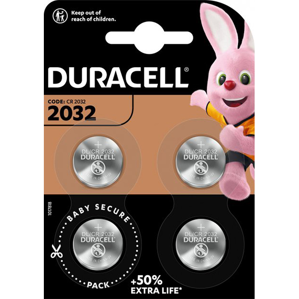 Батарейка Duracell CR-2032 bat(3B) Lithium 4шт (5007662/5010951/5014799)